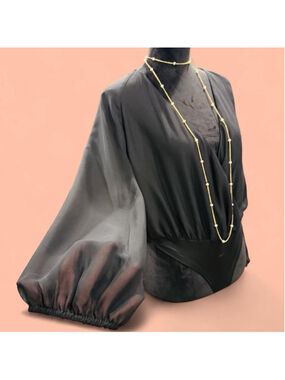Esley Black Sheer Blouse Balloon Sleeve S Vixen Glam Whimsigoth Coquette Sexy